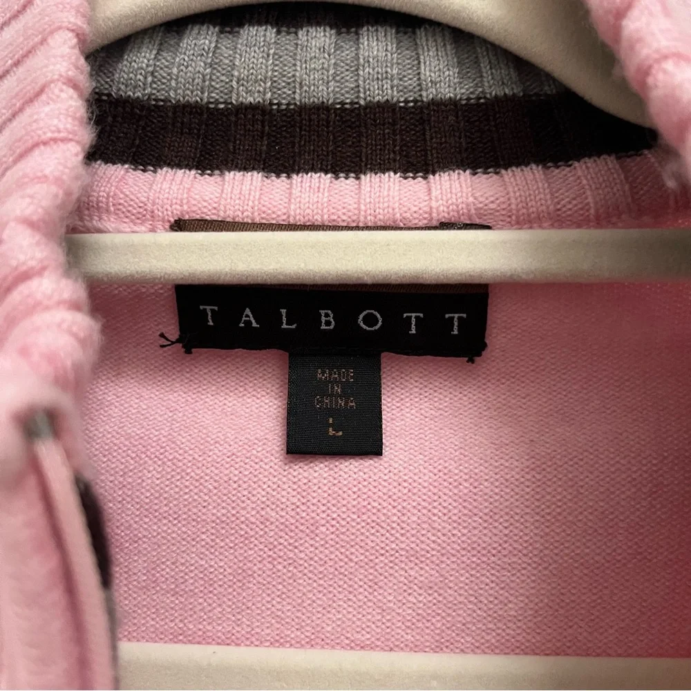 Talbott Men's Zip-Up Sweater in Soft Pink Sz L